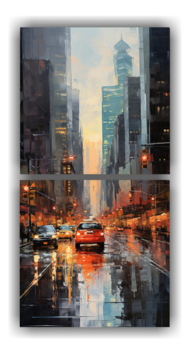 80x40cm Cuadro Hermoso - Calle Urbana Pintada En Varios Colo