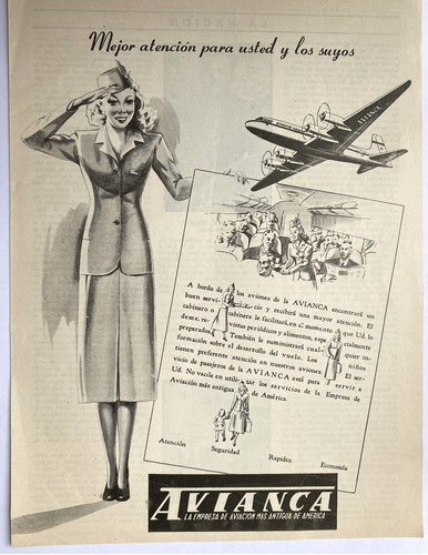 Avianca Publicidad Agosto De 1948 