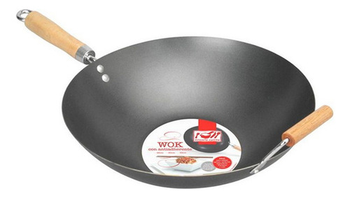 Wok Profesional Chef 35 Cm Chapa Con Mango Y Asa De Madera