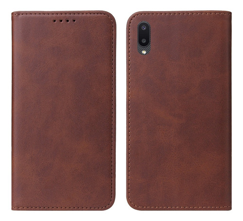 Funda Case Para Samsung A02 Flip Cover Marrón Antishock