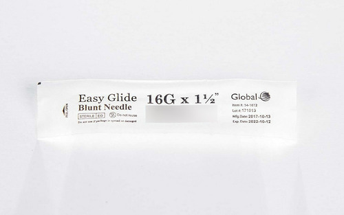Global Medical Aguja Punta Roma 16 Ga X 1 1/2 Tip 500 Pcs