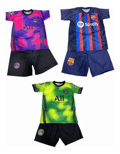 Kit 3 Conjuntos Infantil Diversos Times Futebol 