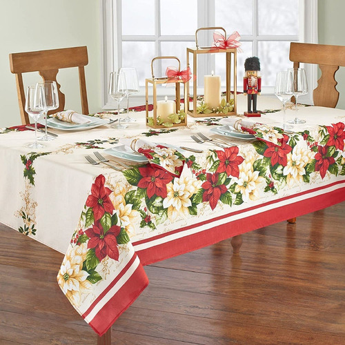 Imagen 1 de 7 de Mantel De Tela Navideño Navidad Rectangular 152x213cm Erlene