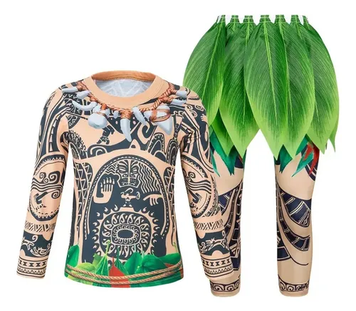 Disfraz De Moana De Maui Con Collar, Cospaly Ropa De Moana 2 Diseña Para Niños Con Accesorios, Halloween, Fiesta De Cumpleaños, Actividades Del Campus