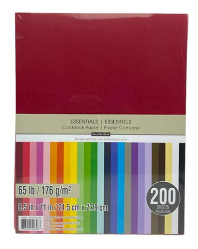 Papel De Cartulina, 20 Colores - 200 Hojas 8-1/2 X 11