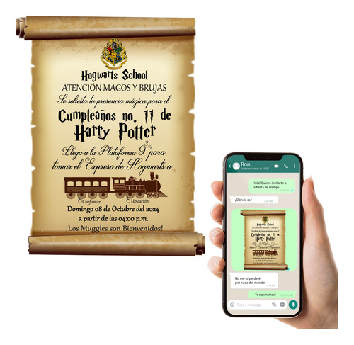 Invitación Digital De Harry Potter Interactiva Con Botones 