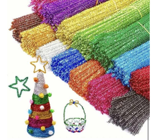 1000 Piezas Limpiapipas Chenille Metálicos Para Manualidades