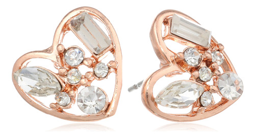 Pendientes Betsey Johnson Con Forma De Corazón De Cristal, T