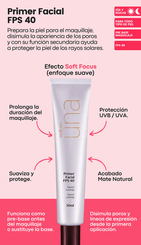 Primer Facial Fps 40 Pre Maquillaje Una Natura Incoloro