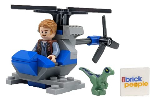 Lego Jurassic World: Owen Con Helicóptero Y Bebé Raptor