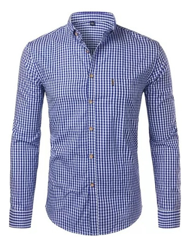 Camisa De Algodón A Cuadros Para Hombre, Camisa De Vestir, C