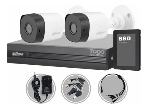 Kit Seguridad Dahua Cctv Dvr 4ch  + 2 Camara 2mp 1080p+disco