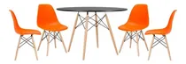 Comprar Kit Eames Wood Mesa Jantar 120 Cm 4 Cadeiras Várias Cores Cor Da Tampa Mesa Preto Com Cadeiras Laranja