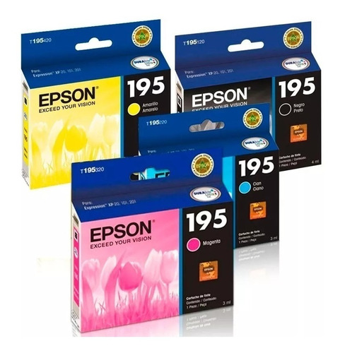 Epson Tinta 195 Original Oferta 4 Colores. Xp211 Xp201 Xp101