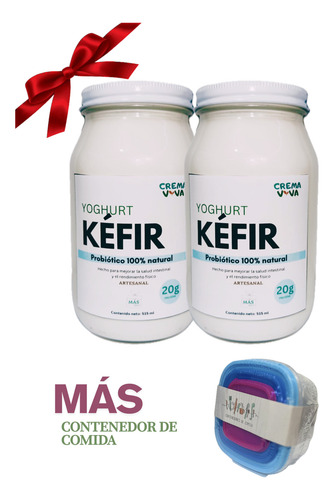 Kéfir Crema Viva 2 Packs + Regalo Contenedor Para Yoghurt