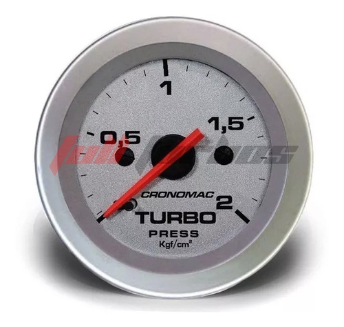 Imagem 2 de 4 de Pressão Turbo Cronomac Racing 52mm Manômetro 2k + Copo+ Kit
