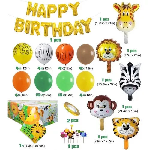 2º cumpleaños Animales Juego temático, 2 años Niños Decoraciones