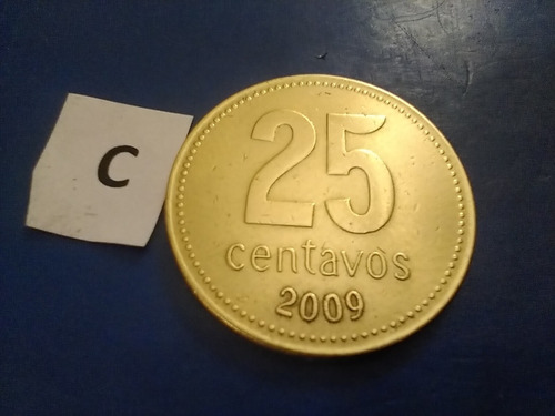 Moneda De 25 Centavos De 2009 Argentina Dorada