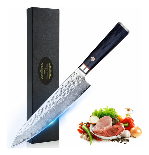 Wonhag Cuchillo De Chef Aleman Damasco Profesional De 8 PuLG