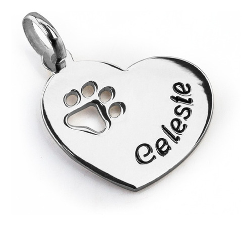 Dije Corazón Plata 925 Huella Perro Gato Hermoso Regalo