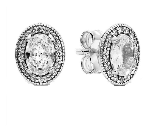 Aretes Pendientes Pandora Halo Brillante Plata S925 Original