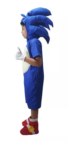 Fantasia Infantil Sonic Com Gorro 2 A 10 Anos - Med Alpha Hospitalar