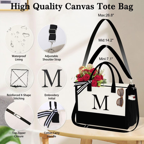 Bolso Yoolife Con Iniciales Personalizadas Para Mujer, Algod
