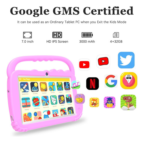 Tableta Infantil Atozee De 7 Pulgadas, 32 Gb De Rom, 4 Gb De