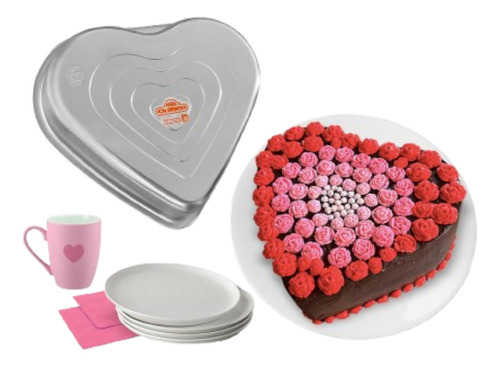Molde Para Gelatina De Aluminio, Forma De Corazón, 28x6.5cm Color Gris