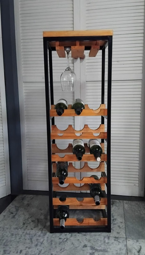 Bodega Para Vinos Hierro Y Madera Negro