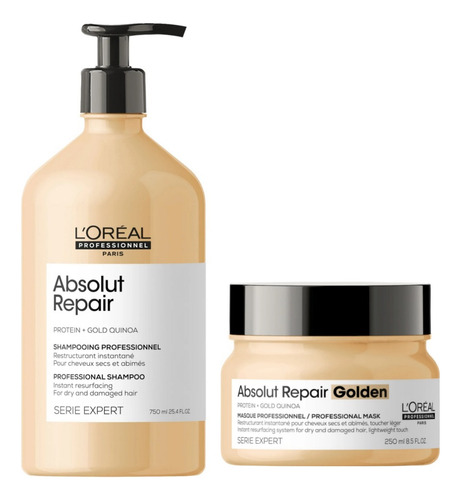 Absolut Repair Shampoo 750ml + Máscara Golden 250ml | Loréal