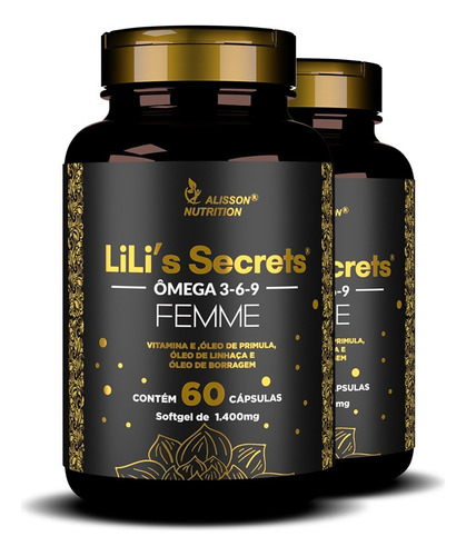 Omega Mulher 3 6 9 Óleo Linhaça Borragem Primula 2 Frascos Sem Sabor