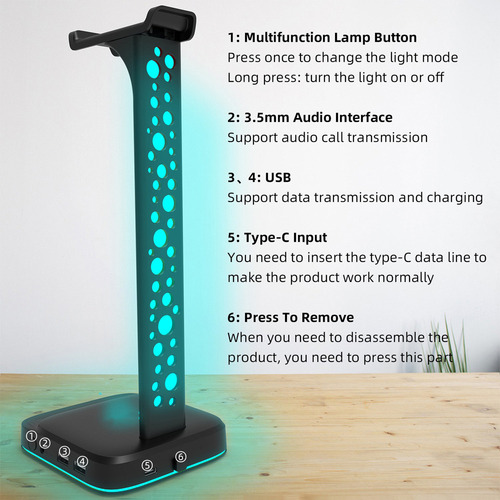 Soporte Para Auriculares Rgb Gaming Con Auriculares Auricula