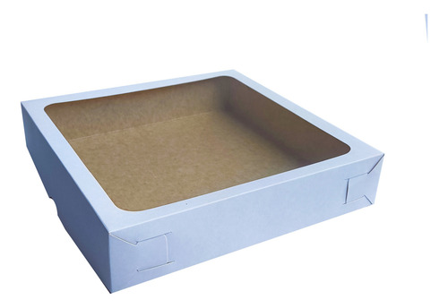25 Caja Cuadrada Blanca Con Ventana 18x18x5 Cms Mod 1918 Blanca Tapa Ventana