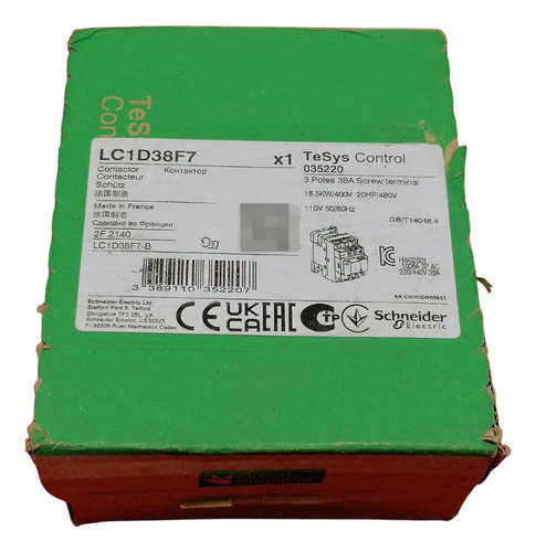 Lc1d38f7 Schneider Electric Contactor Tesys D-3p 3 Na