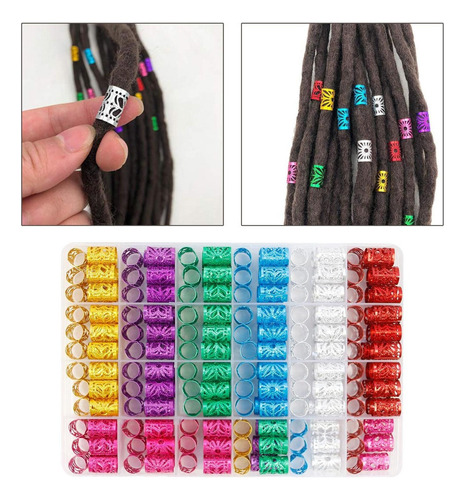 Dreadlocks Cabello Trenzado Puños Cuentas, Anillos