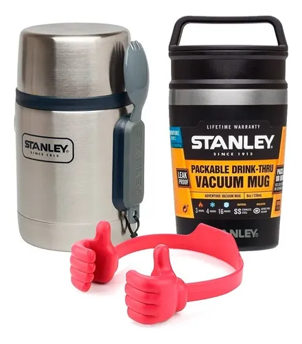 Lonchera 530 Ml+vaso Cafe Stanley+regalo Soporte -plan B Color Gris