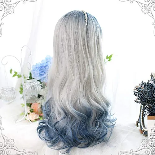 Peluca De Pelo Largo Sintético Ondulado De Coloración Irregu