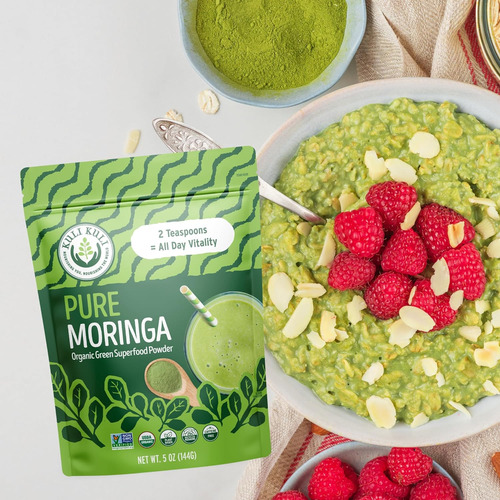 Kuli Kuli Moringa Oleifera - Polvo Orgánico De Hojas Y Batido Verde, 100% Puro Certificado Por Usda Y Polvo De Moringa Sin Omg, Ideal Para Batidos, T