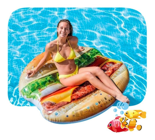 Colchoneta Hamburguesa Inflable Para Pileta 145x142 Cm Intex