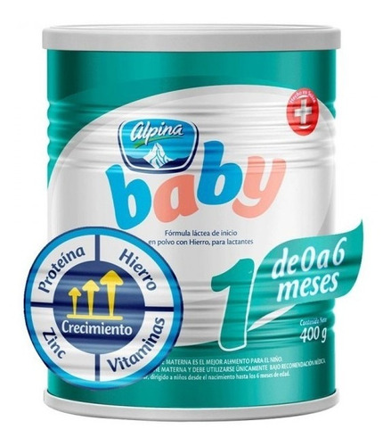 Leche de fórmula en polvo sin TACC Alpina Baby 1 en lata de 1 de 400g - 0  a 6 meses