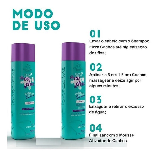 Kit Flora Cachos Shampoo 300ml + Condicionador 3x1 - 300ml