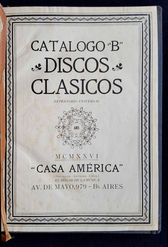 Audio Antiguo Casa América. Catálogo. Año 1926. 23205