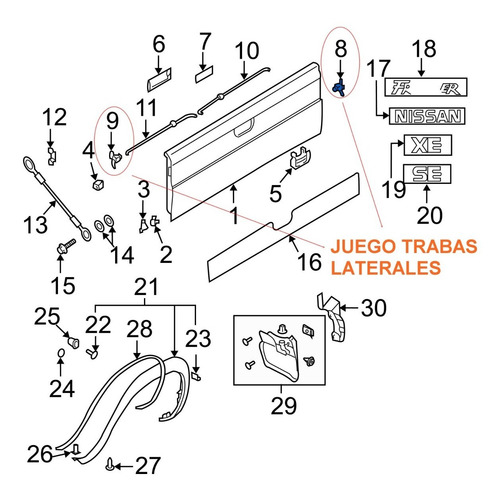 Traba Porton Trasero Nissan Frontier D22 Original X2