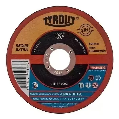 comprar Disco Corte Tyrolit Secur 4.5 114 X 1.0mm 2 En 1 X 25 Unid
