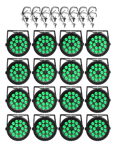 Kit 16 Refletor Par Led 18x12w Rgbw Quadriled + 16 Garras 110/220v