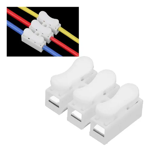 50 X Bornera Con Boton Conector Rapido Para 3 Cables Empalme