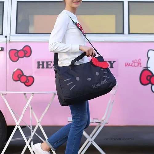 Bolsa De Hombro Mujer Dibujos Animados Multicolor. Negro Kitty Níquel Negro