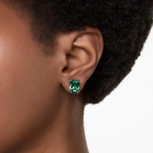 Pendientes Swarovski Stilla Stud De Corte Rectangular Verde