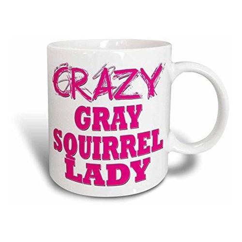 Taza De Cerámica Crazy Grey Squirrel Lady, 15 Oz, Colo...